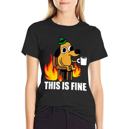 This Is Fine Dog Internet Meme Burning San Francisco  Relaxed-fit T-Shirt