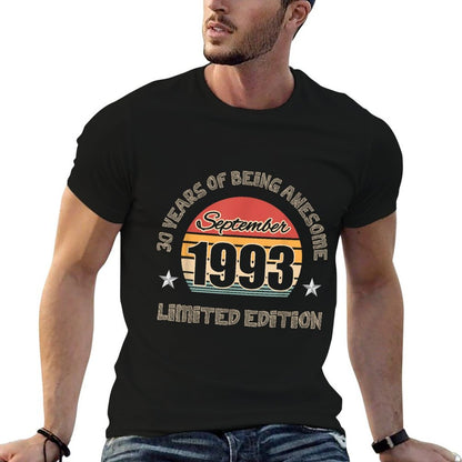 30 Years of Being Awesome September 1993 for 30th Birthday  Rolled Sleeves T-Shirt