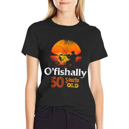 Ofishally 50 Year Old Fishing 50th Birthday Party Fishermen  Tagless Design T-Shirt
