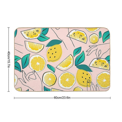 In Lemons We Trust #pattern #illustration  Fade-Resistant Bath Mat