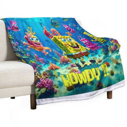 Ai SpongeBob Ocean Scene Sustainable Throw Blanket