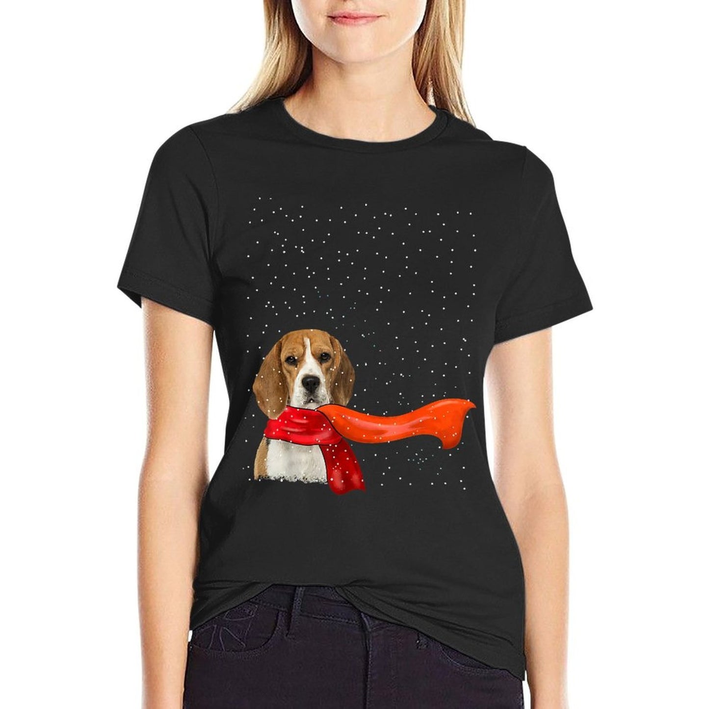 Beagle Dog Winter Christmas Sweater Xmas Pet  Easy-care T-Shirt