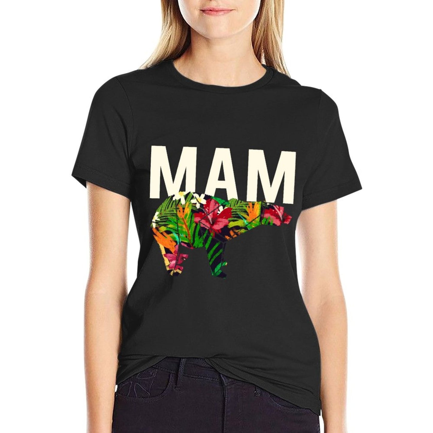 Mam Mom Mother&#39;s Day Mommy Mom Bear Floral Pattern  Versatile T-Shirt