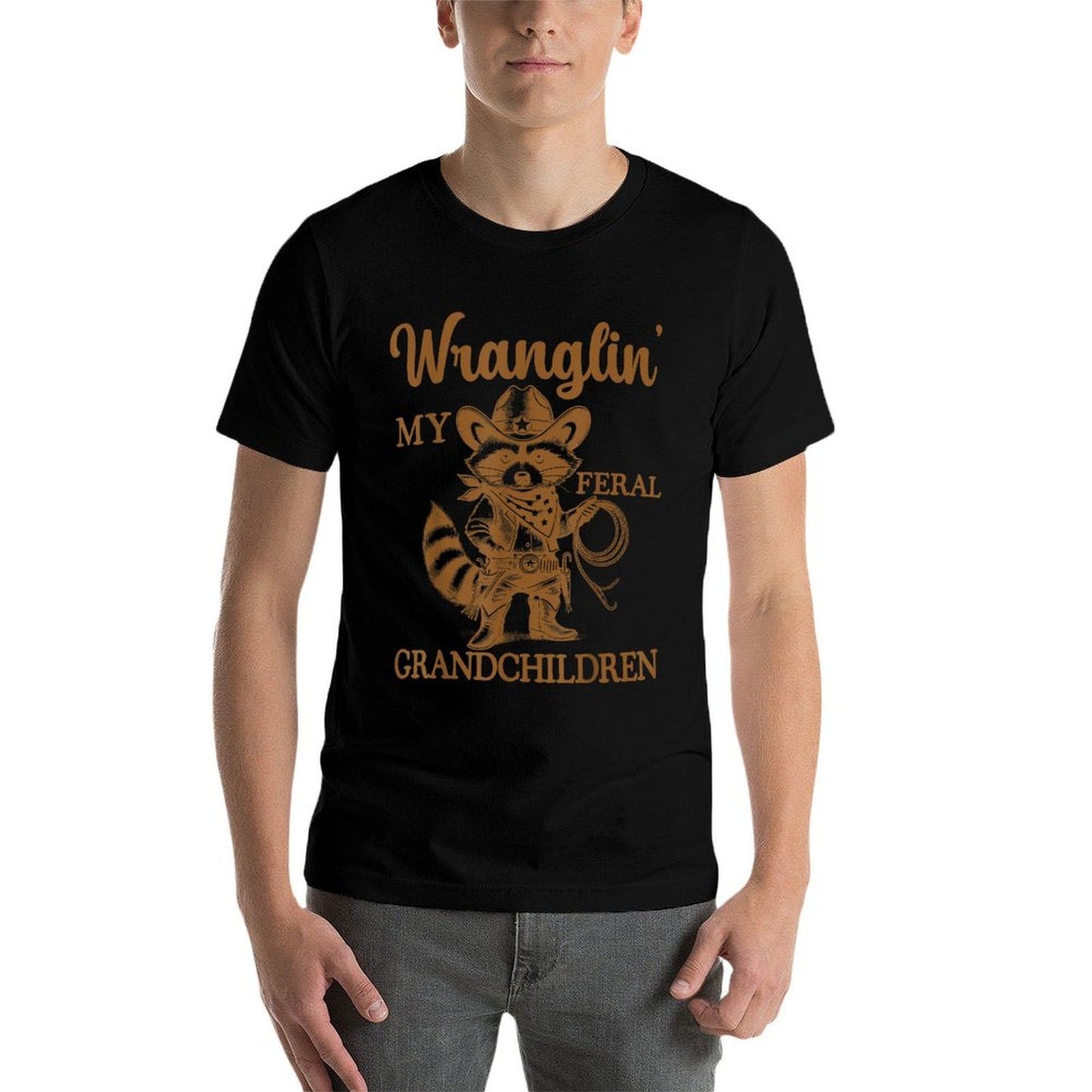 Wranglin My Feral Grandchildren Cowboy Racccoon Meme  Versatile T-Shirt