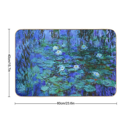 Claude Monet Water Lilies - Blue Water Lilies  Stain-Proof Bath Mat