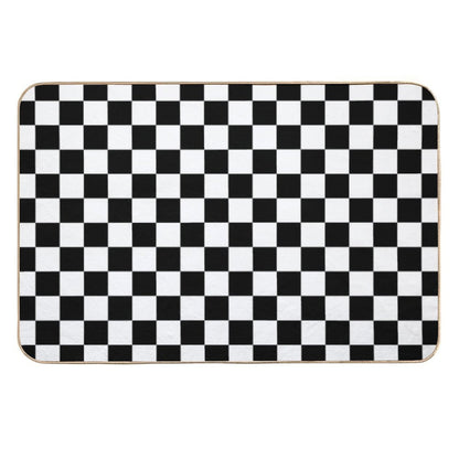 Black And White Checkerboard Pattern  Non-Slip Bath Mat