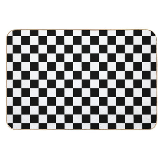 Black And White Checkerboard Pattern  Non-Slip Bath Mat