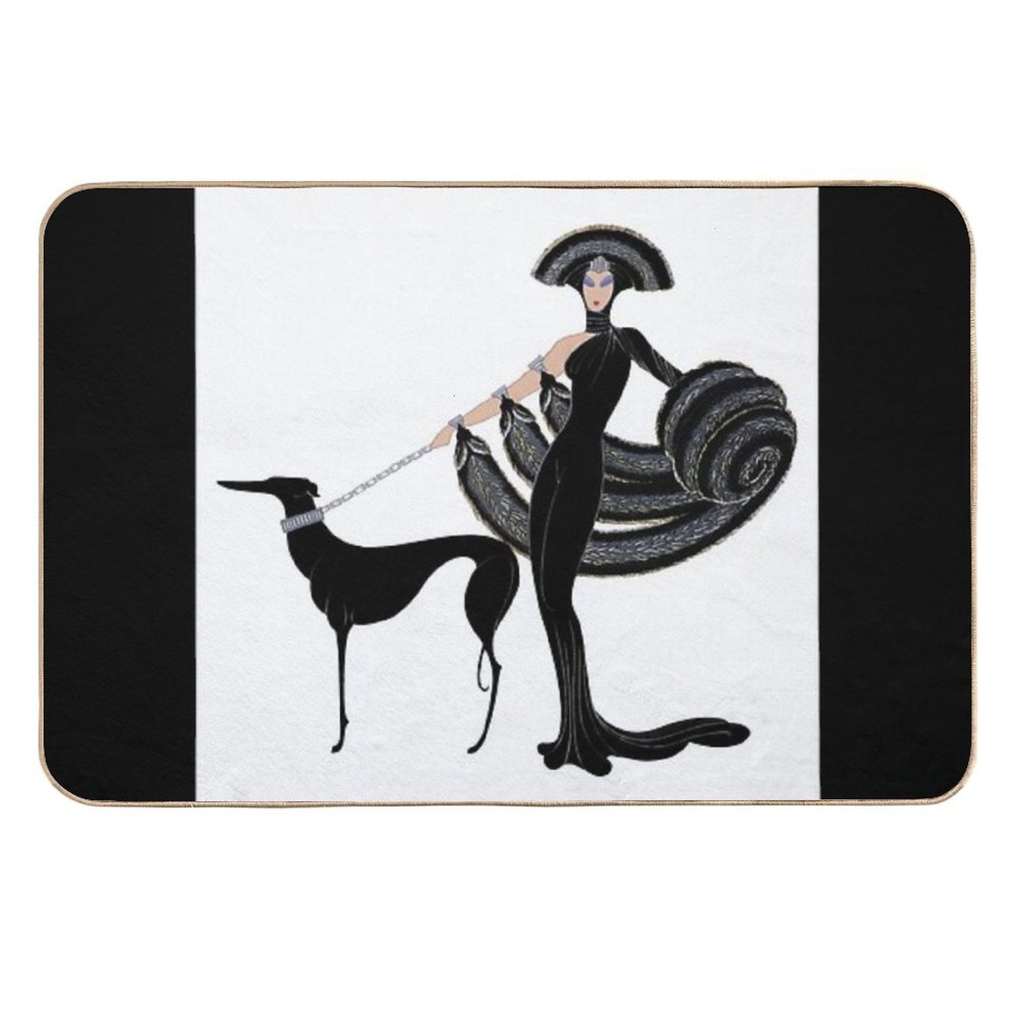 Art Deco Era Haute Couture Fashion Illustration Durable Bath Mat