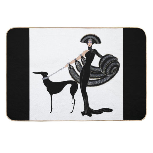 Art Deco Era Haute Couture Fashion Illustration Durable Bath Mat