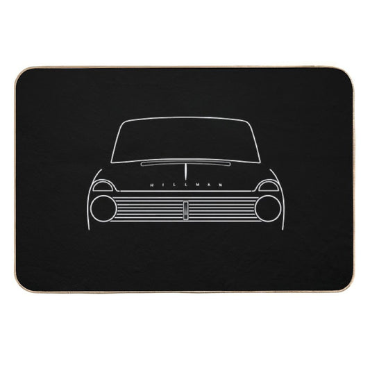 Hillman Super Minx Classic 1960s British Car White Outline Graphic  Repositionable Bath Mat