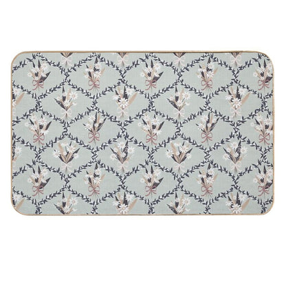 Daisy Bouquet Seamless Pattern – Vintage Floral Wreath Design on Sage Green  Versatile Bath Mat