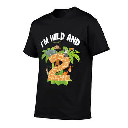 I'm Wild And 2 Years Old Zoo Theme 2nd Birthday Animal Party  Durable T-Shirt