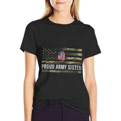 Vintage American Proud Army Sister Veteran Day Gift  Eco-friendly Material T-Shirt
