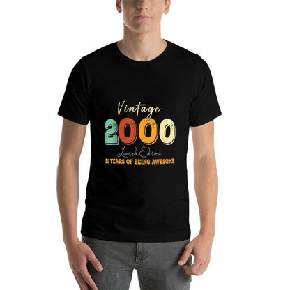 21 Year Old Vintage 2000 Limited Edition 21st Birthday  Rolled Sleeves T-Shirt