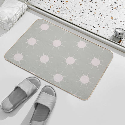 Pretty Polka Dots Sun Pattern Boho Aesthetic In Muted Colors Pale Green  Toxin-Free Bath Mat