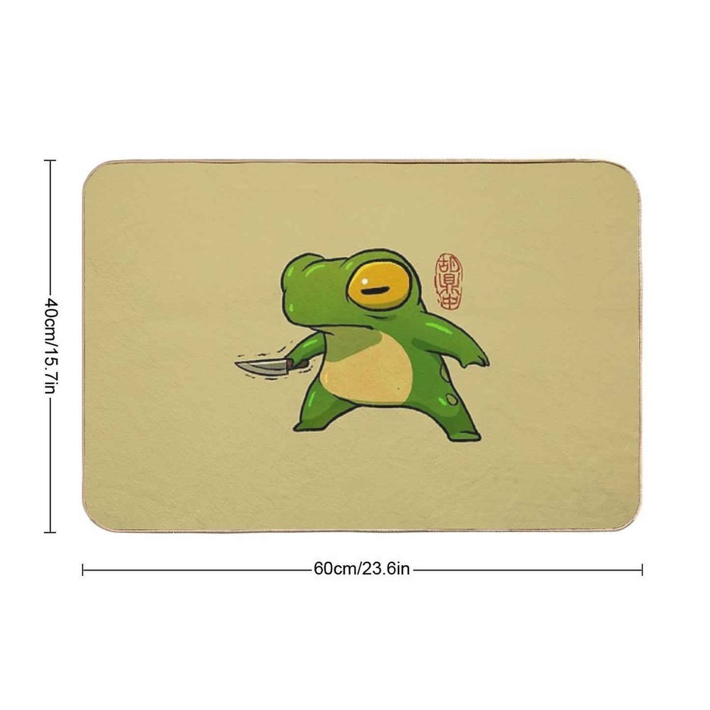 Knife Wielding Stabby Gremlin Frog Artwork Asian Style  Easy Maintenance Bath Mat