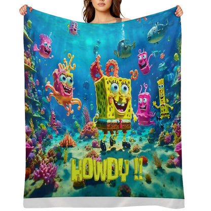 Ai SpongeBob Ocean Scene Sustainable Throw Blanket