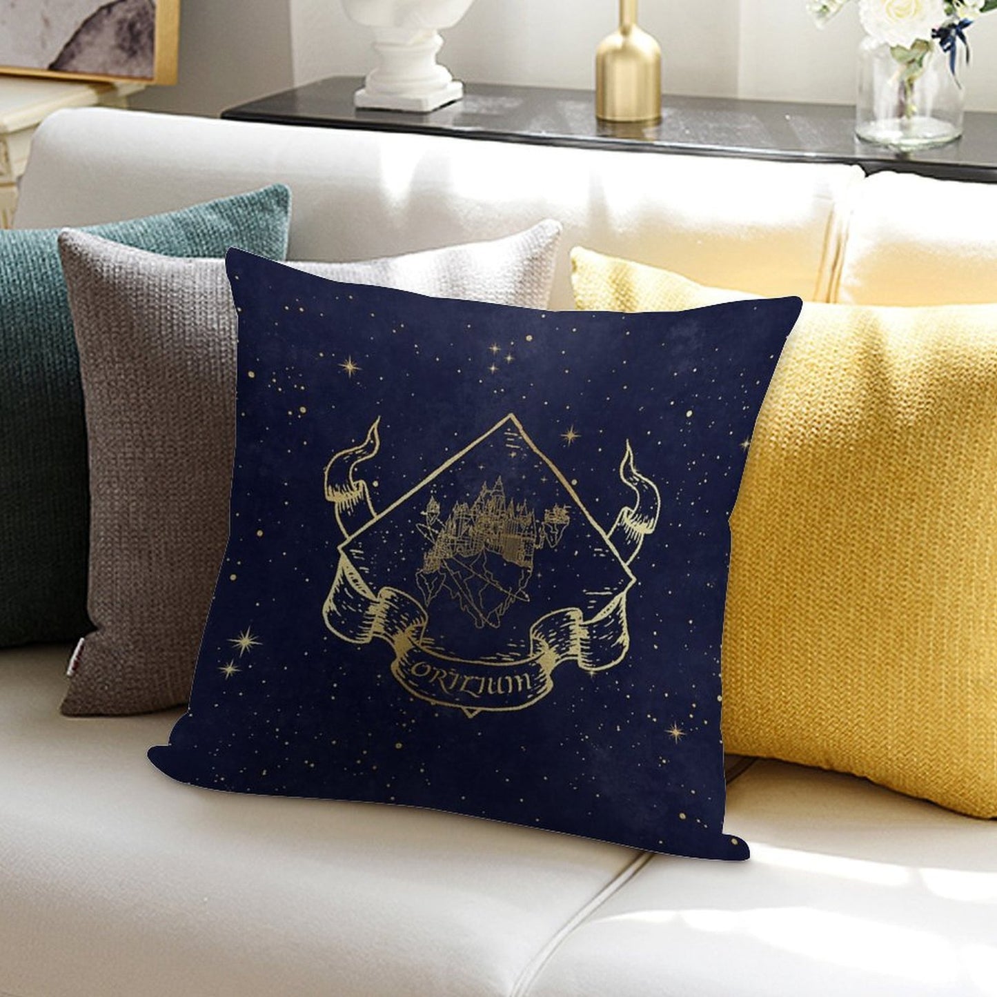 Orilium in Blue Soft Skin-Friendly Throw Pillow