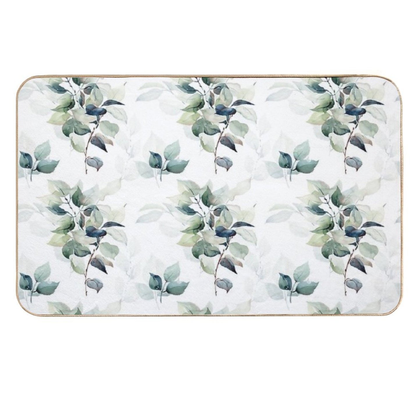 Watercolor Pattern with Leaves  Eco-Friendly Bath Mat