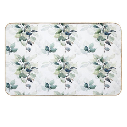 Watercolor Pattern with Leaves  Eco-Friendly Bath Mat