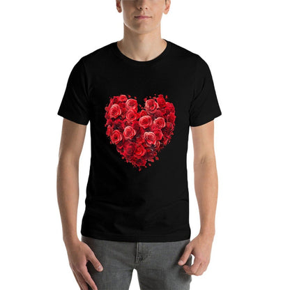 Heart Roses Flower Love Graphic  Oversized Silhouette T-Shirt
