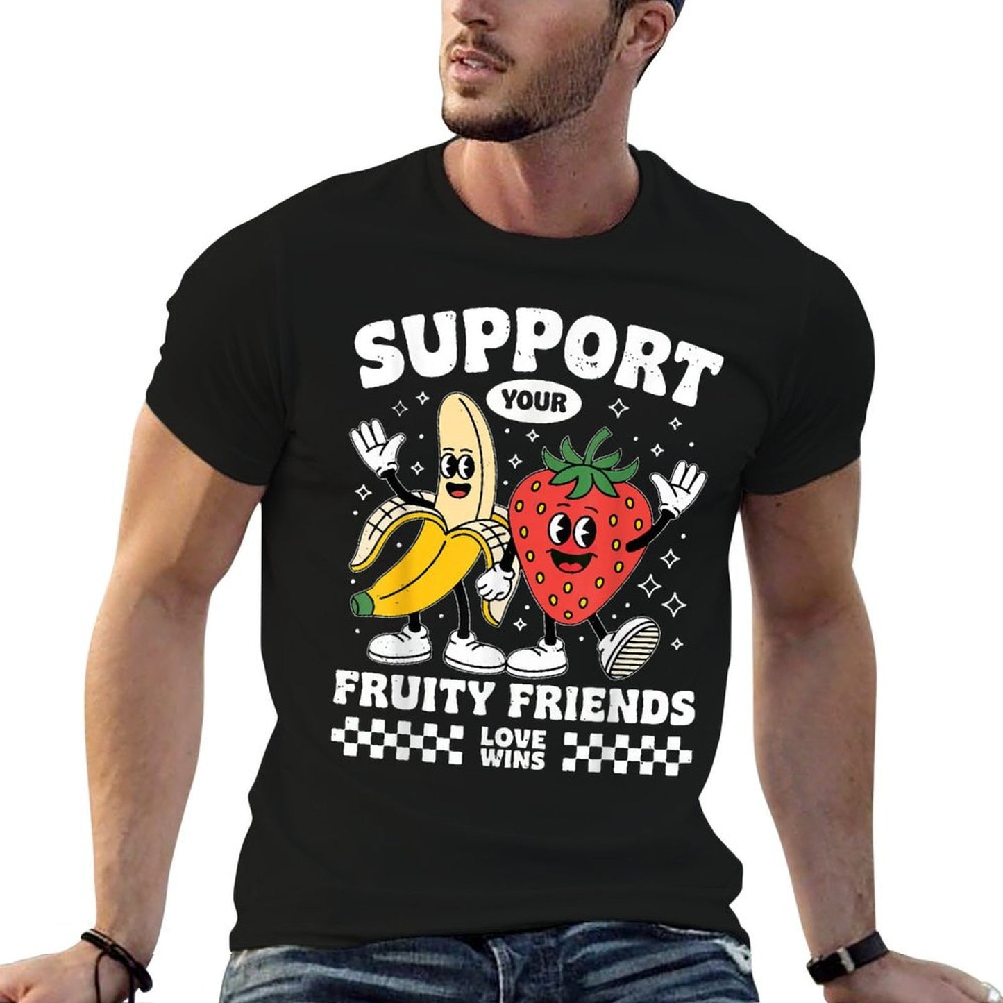 Support Your Fruity Friends Gay Pride Month LGBTQ Funny Ally  Soft T-Shirt