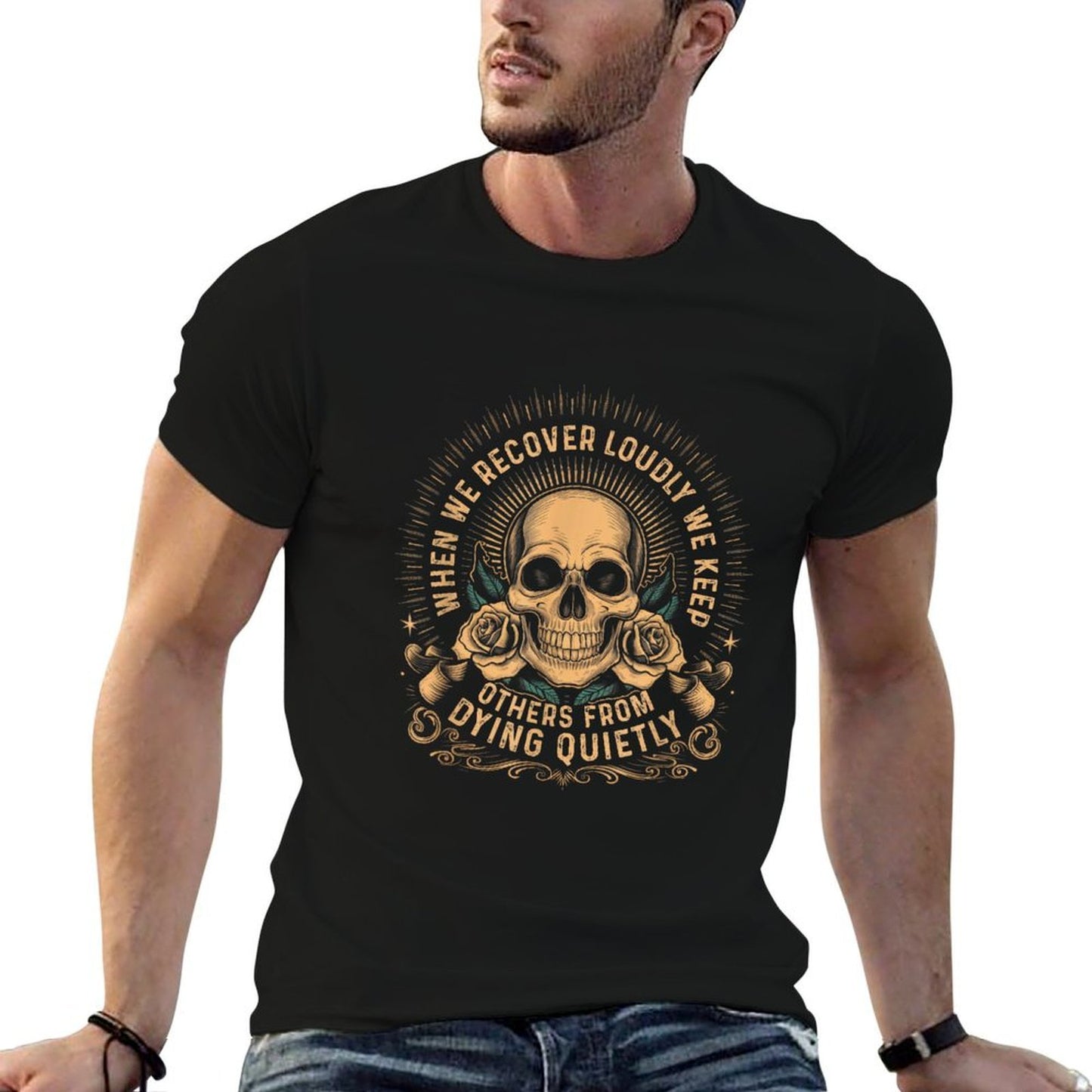 Addiction Recovery Narcotics Anonymous Sobriety Dying  Oversized Silhouette T-Shirt