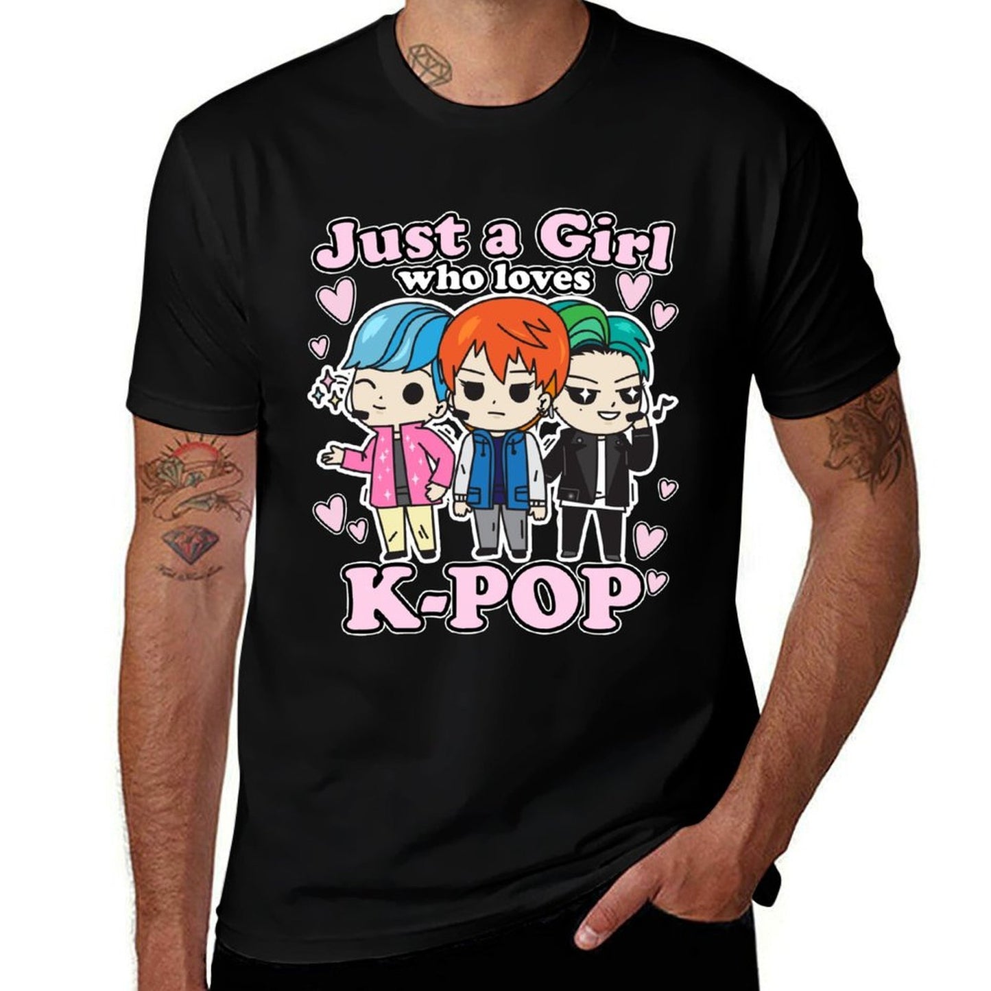 K-Pop Just A Girl Who Loves K-Pop Korean Pop Band  Oversized Silhouette T-Shirt