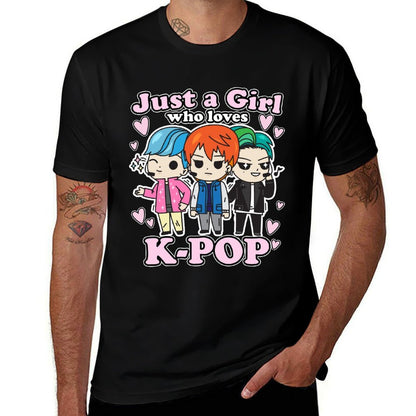 K-Pop Just A Girl Who Loves K-Pop Korean Pop Band  Oversized Silhouette T-Shirt