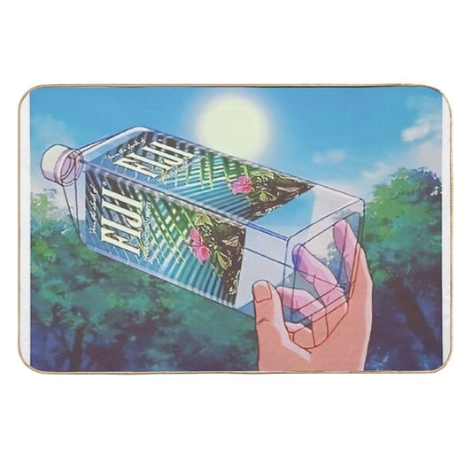 Fiji Water Bottle Anime Japan Lofi Retro Vintage Chill Vaporwave  Rapid-Drying Bath Mat