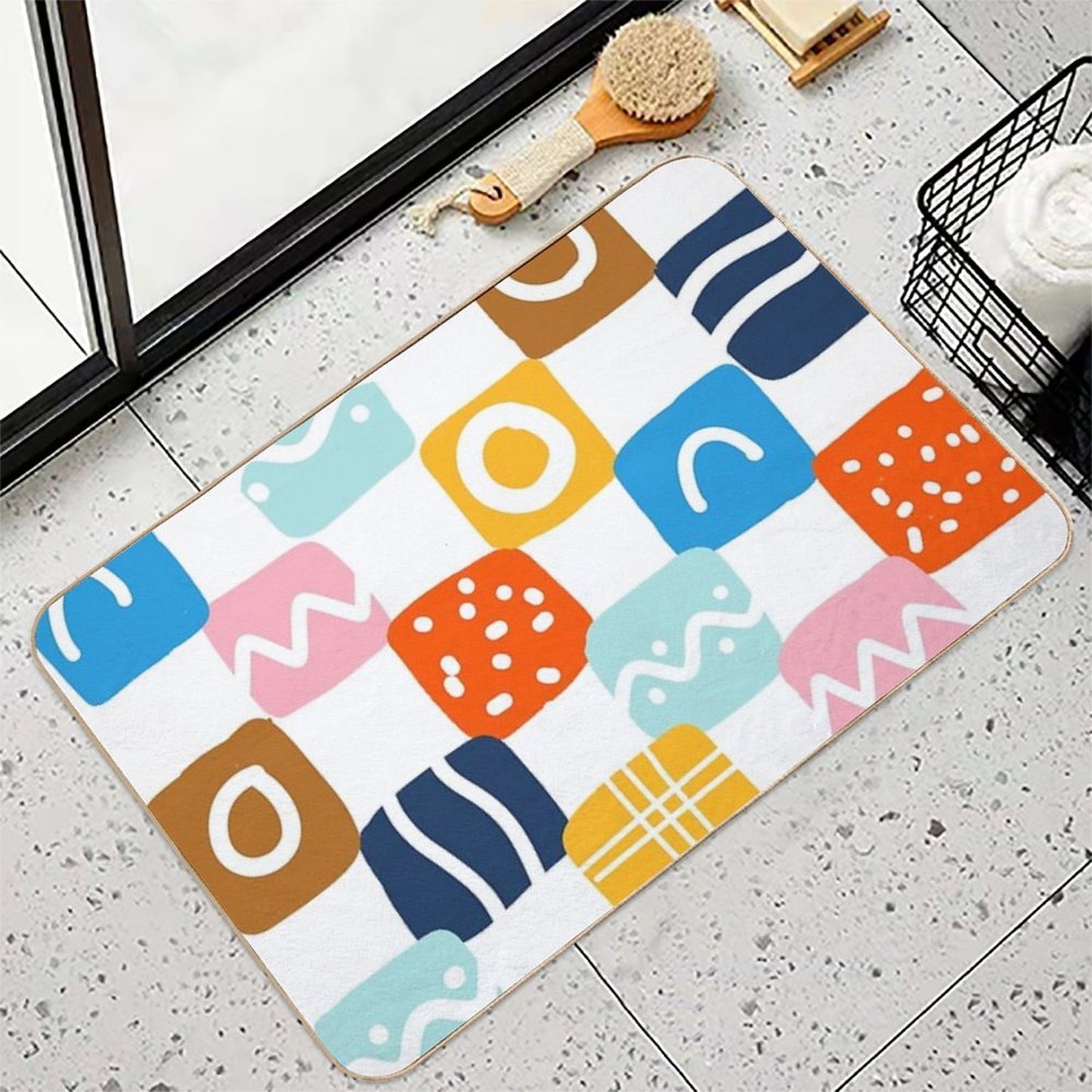 Colorful Shapes, Good Mood.  Repositionable Bath Mat