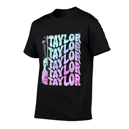 Girl Retro Taylor First Name Personalized Groovy 80&#39;s Pink  Quick-drying T-Shirt