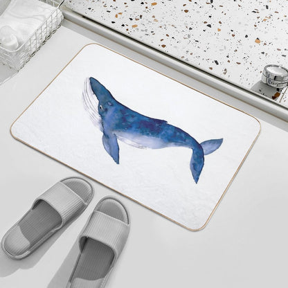 Humpback Whale in Watercolor  Absorbent Bath Mat