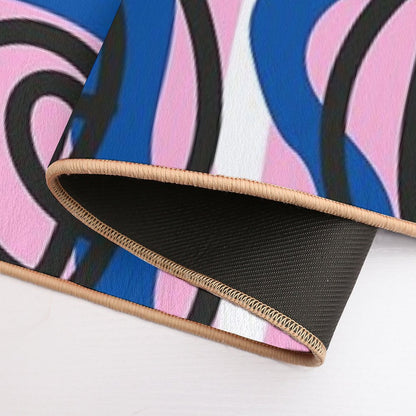 Abstract Pop Art Style Funky Hippie Scribble Durable Bath Mat