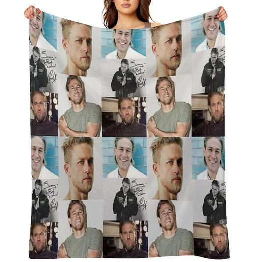 Charlie Hunnam Signed Art Travel-friendly Throw Blanket