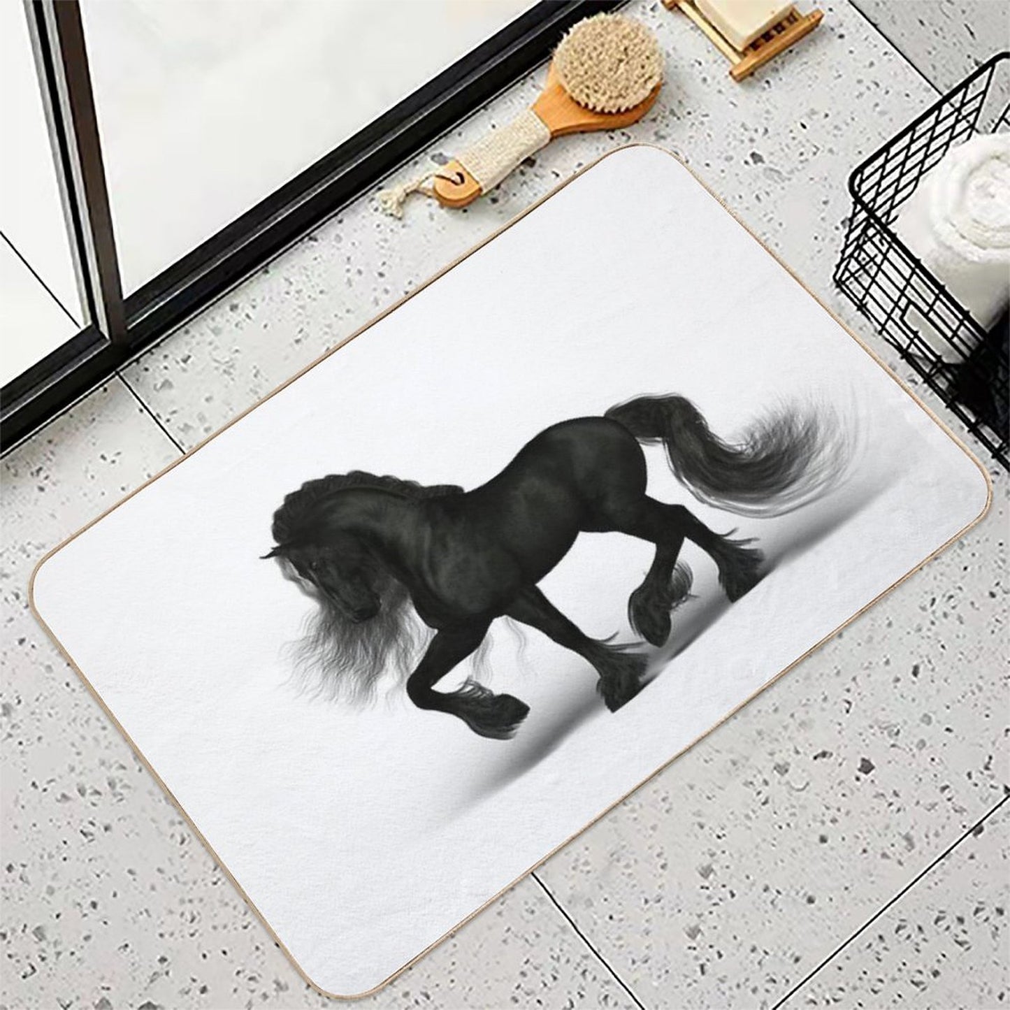 Friesian Horse  Slip-Resistant Bath Mat