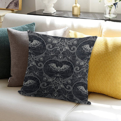 Gothic Halloween Lace - Bats - Black Soft Durable Construction Throw Pillow