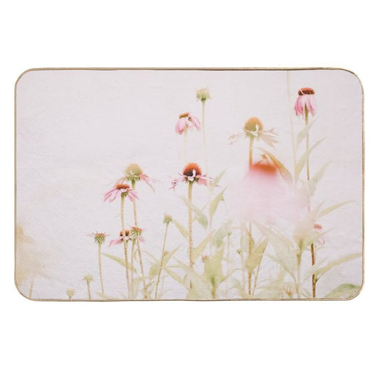 Pink Flowers - Echinacea - Pastel Floral - Wild Flowers  Odorless Bath Mat