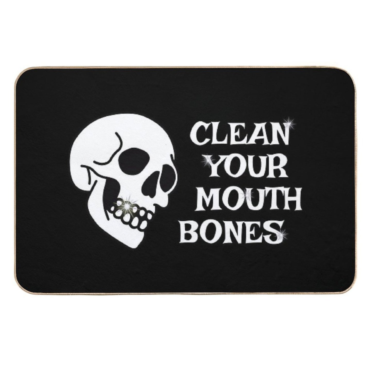 Clean Your Mouth Bones - White  Multi-Purpose Bath Mat