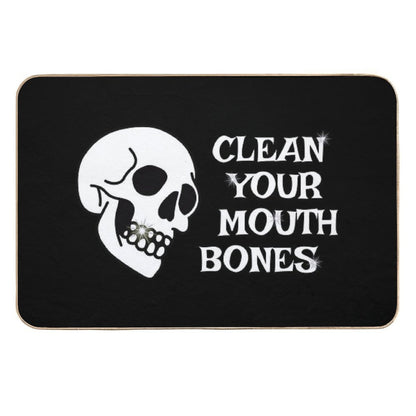 Clean Your Mouth Bones - White  Multi-Purpose Bath Mat