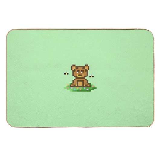 Cute Bear Eats Honey  Easy To Clean Bath Mat