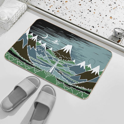 A Halflings Journey on A Mountain Path Through An Elven Wood in The Style of J.R.R.Tolkien  Absorbent Bath Mat