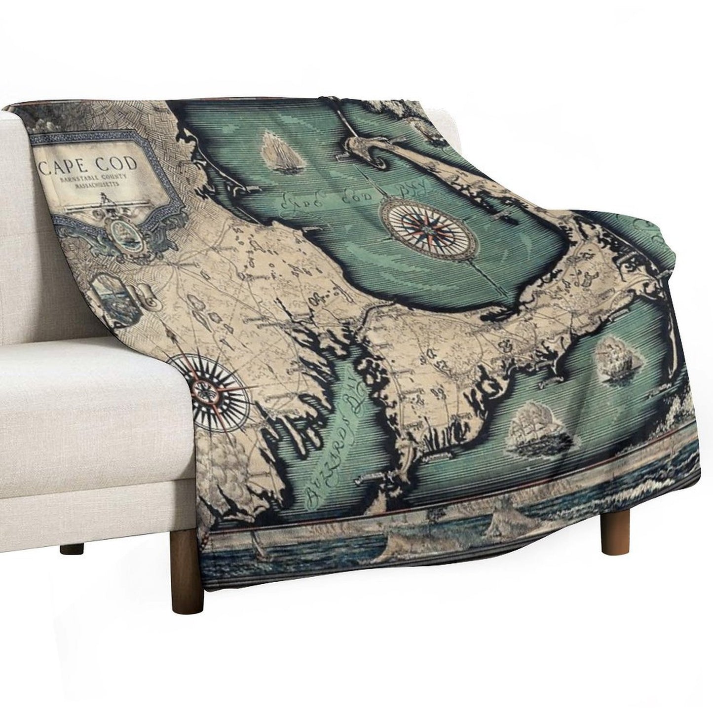 1931 Vintage Map. Cape Cod  Barnstable County Massachusetts Eco-conscious Throw Blanket
