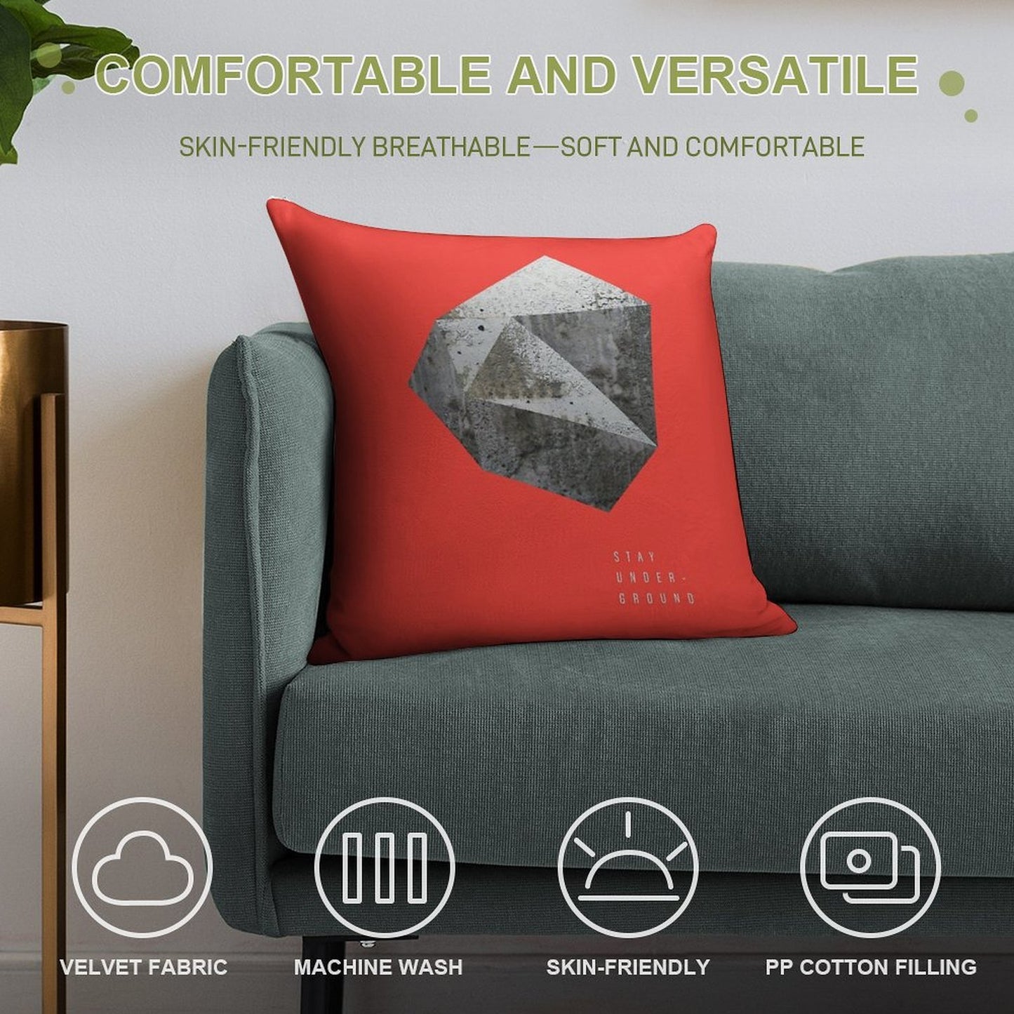 STAY UNDERGROUND Soft Ultra-Soft Texture Throw Pillow