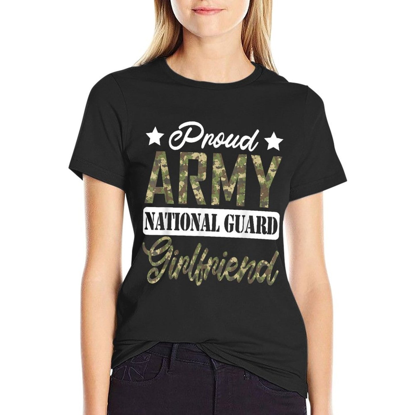 Proud Army National Guard GirlFriend Military Family Veteran  Stretchy T-Shirt