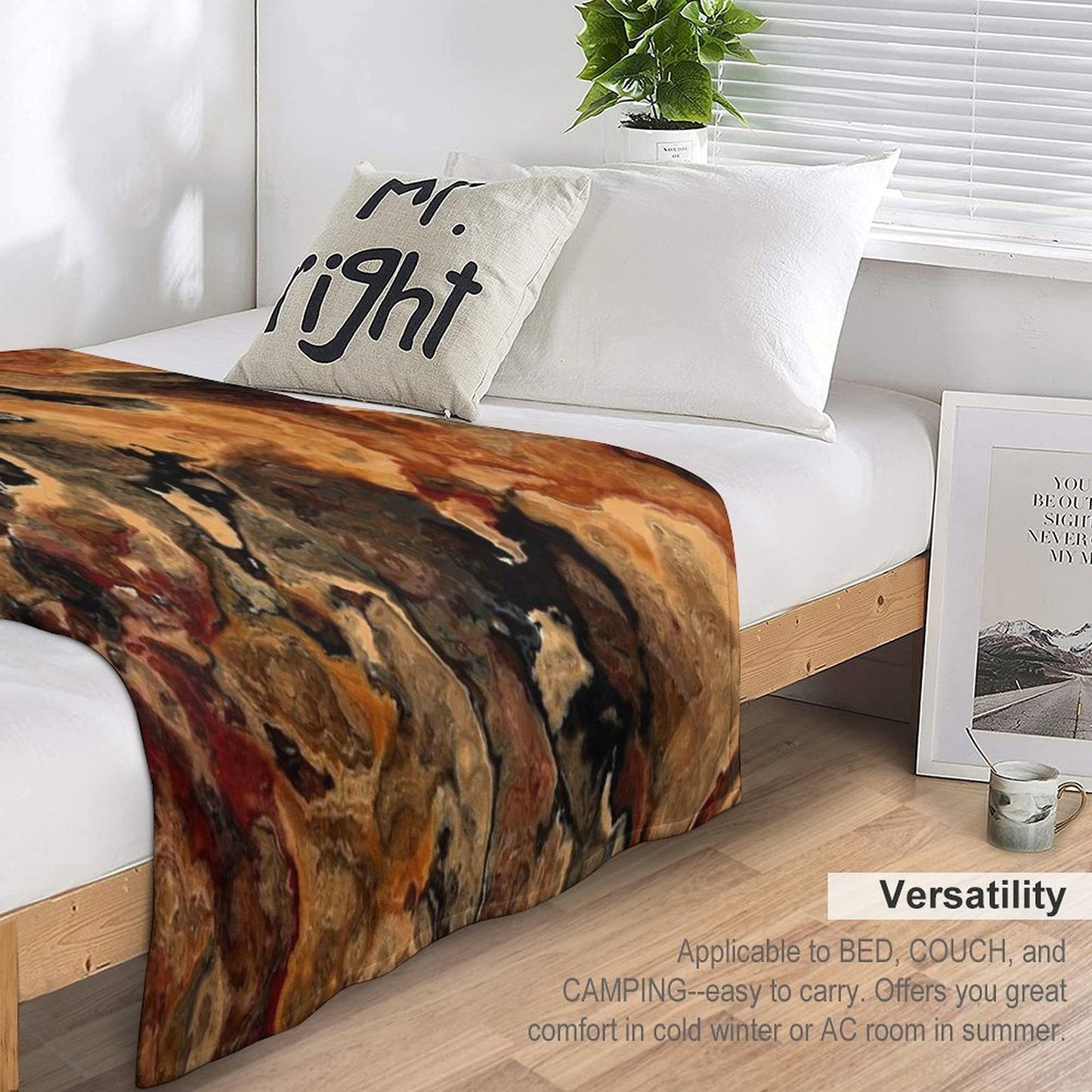 Red Black And Rust Multi-functional Throw Blanket