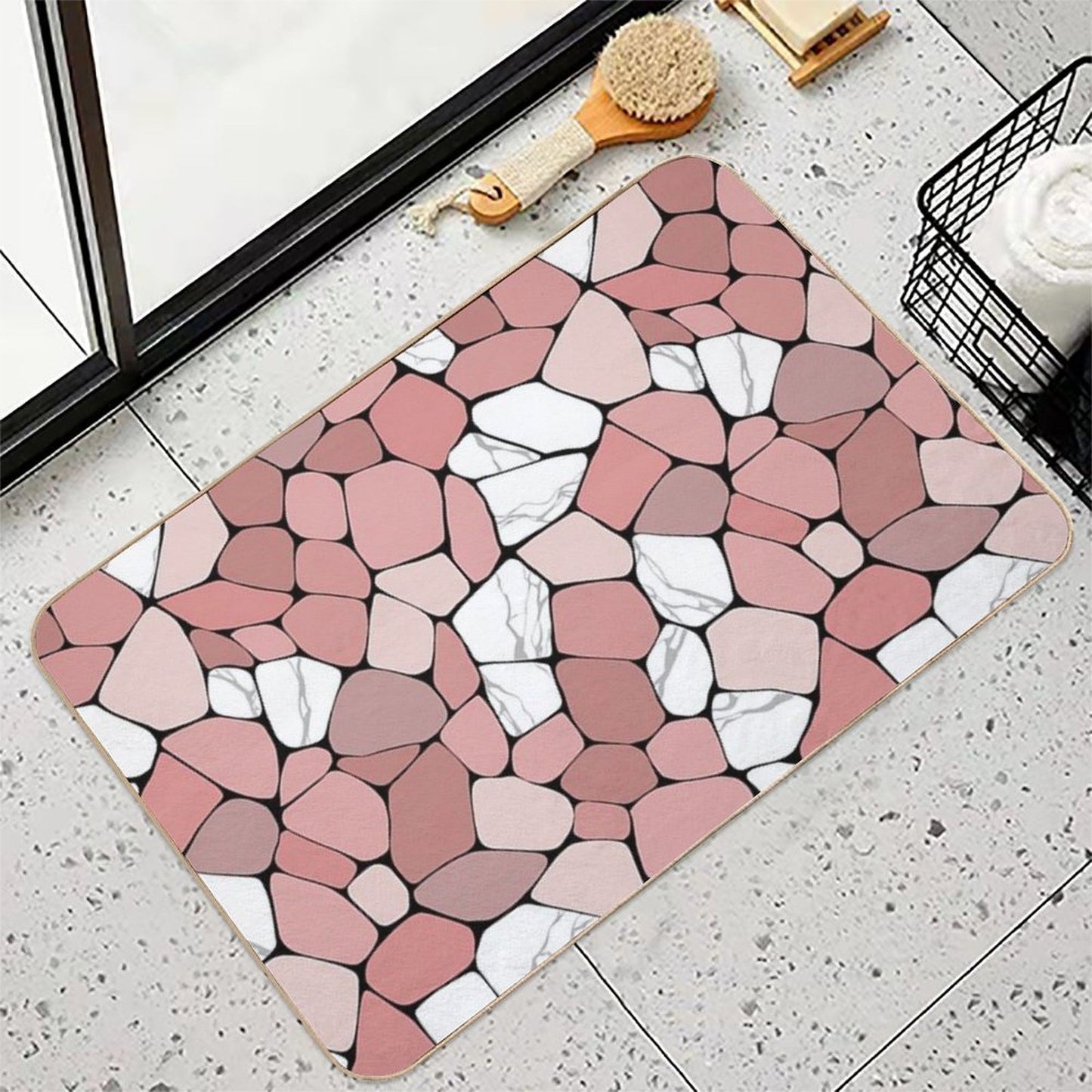 Pink Marble Pattern Background  Anti-Trip Bath Mat