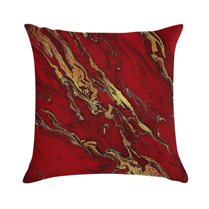Faux Fire Red And Gold Marble Soft Ultra-Soft Texture Throw Pillow