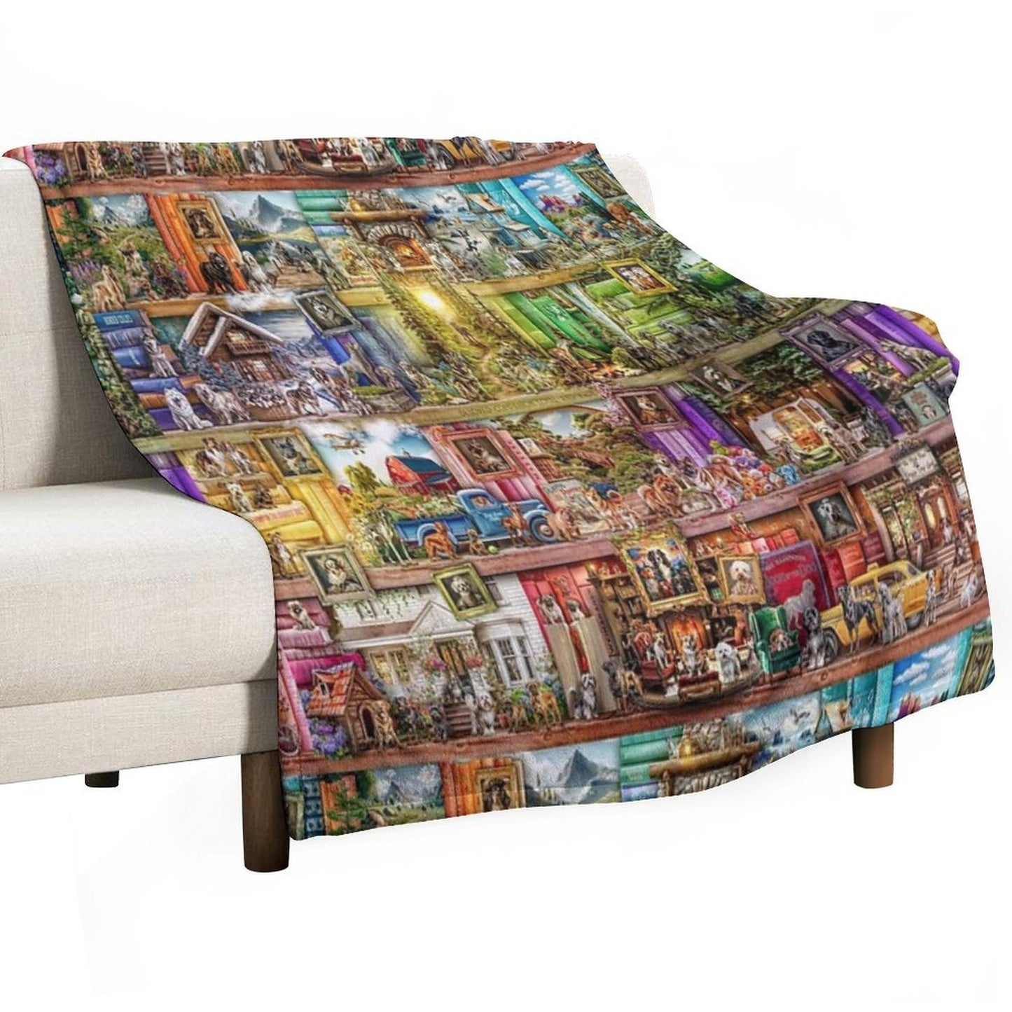 The Library of Dogs Machine-washable Throw Blanket