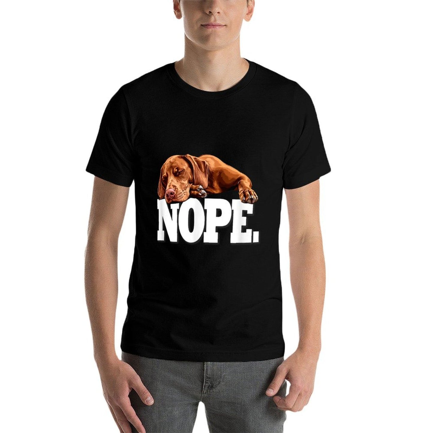 Funny Napping NOPE Vizsla Dog Lover  Rolled Sleeves T-Shirt